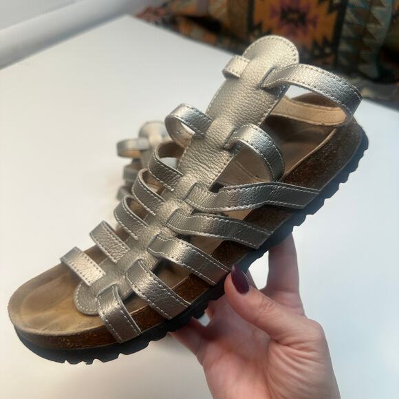 Betula Birkenstock Silver Gladiator Sandals - Picture 1 of 6